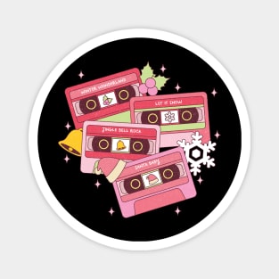 Pink Christmas Retro Cassette Magnet